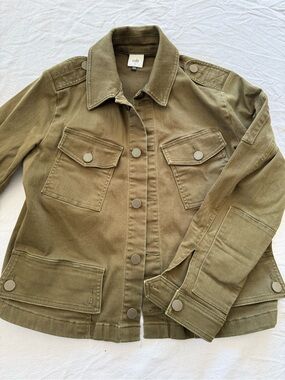 Cabi Evans Jacket #4497 Olive Green Denim Military Utility Topper [S]